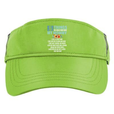 Family 365 5 Things About My Mommy Mom Mothers Day Gift Adult Drive Performance Visor