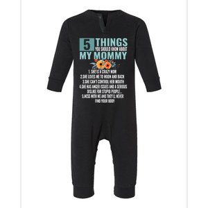 Family 365 5 Things About My Mommy Mom Mothers Day Gift Infant Fleece One Piece