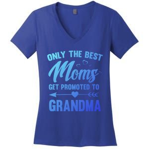 Family 365 Best Moms Get Promoted To Grandma Mothers Day Gift Women's V-Neck T-Shirt