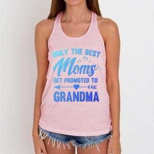 Family 365 Best Moms Get Promoted To Grandma Mothers Day Gift Women's Knotted Racerback Tank