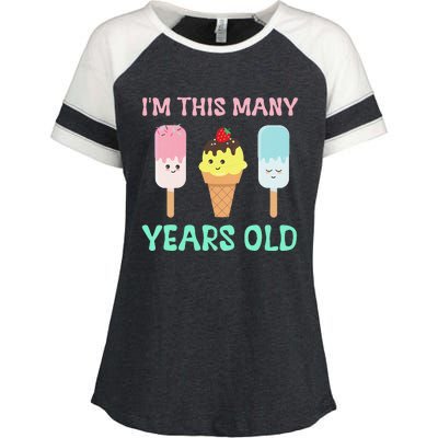 Funny 3rd Birthday Ice Cream Outfit 3 Yrs Old Enza Ladies Jersey Colorblock Tee