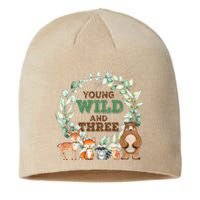 Funny 3rd Birthday Woodland Animals Young Wild & Three Sustainable Beanie