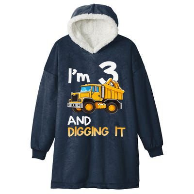 Funny 3th Birthday Construction Three 3yr Old Hooded Wearable Blanket