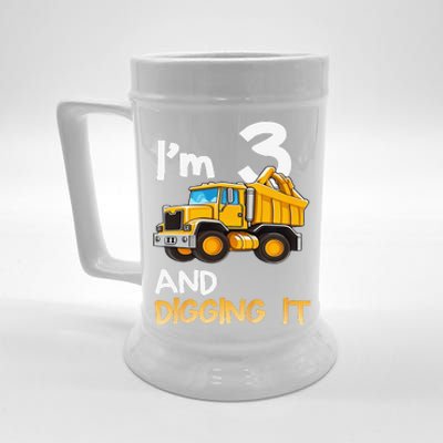 Funny 3th Birthday Construction Three 3yr Old Beer Stein