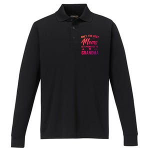 Family 365 Best Moms Get Promoted To Grandma Mothers Day Gift Performance Long Sleeve Polo