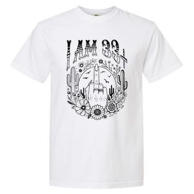 Funny 34th Birthday I Am 33 Plus 1 Middle Finger 33+1 Im 34 Garment-Dyed Heavyweight T-Shirt