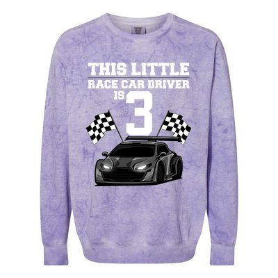 Funny 3rd Birthday Gift 3 Years Old Race Car Drivers Meaningful Gift Colorblast Crewneck Sweatshirt