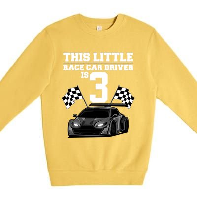 Funny 3rd Birthday Gift 3 Years Old Race Car Drivers Meaningful Gift Premium Crewneck Sweatshirt