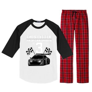 Funny 3rd Birthday Gift 3 Years Old Race Car Drivers Meaningful Gift Raglan Sleeve Pajama Set