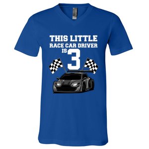 Funny 3rd Birthday Gift 3 Years Old Race Car Drivers Meaningful Gift V-Neck T-Shirt