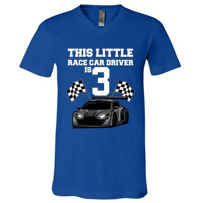 Funny 3rd Birthday Gift 3 Years Old Race Car Drivers Meaningful Gift V-Neck T-Shirt