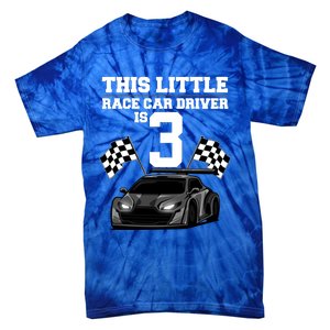 Funny 3rd Birthday Gift 3 Years Old Race Car Drivers Meaningful Gift Tie-Dye T-Shirt