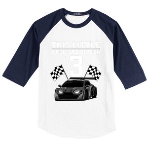 Funny 3rd Birthday Gift 3 Years Old Race Car Drivers Meaningful Gift Baseball Sleeve Shirt