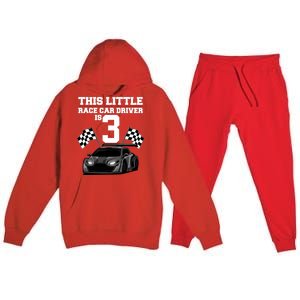 Funny 3rd Birthday Gift 3 Years Old Race Car Drivers Meaningful Gift Premium Hooded Sweatsuit Set