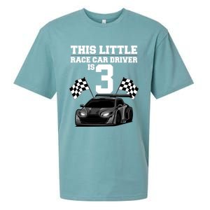 Funny 3rd Birthday Gift 3 Years Old Race Car Drivers Meaningful Gift Sueded Cloud Jersey T-Shirt