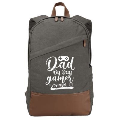 Family 365 Dad By Day Gamer By Night Gift Cotton Canvas Backpack