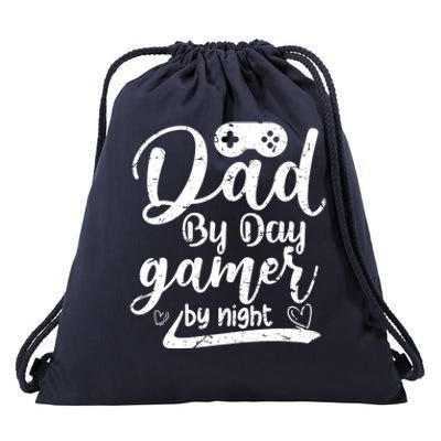 Family 365 Dad By Day Gamer By Night Gift Drawstring Bag