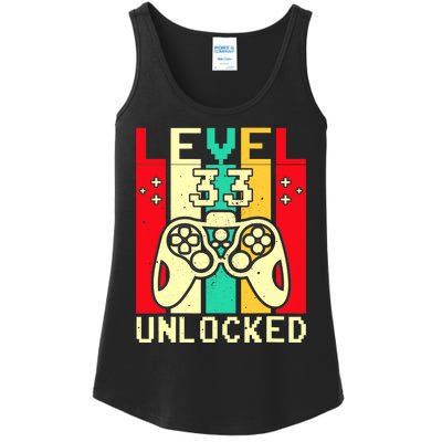 Funny 33rd Gamer  Saying Vintage Level 33 Unlocked Gaming Ladies Essential Tank