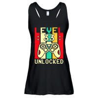 Funny 33rd Gamer  Saying Vintage Level 33 Unlocked Gaming Ladies Essential Flowy Tank