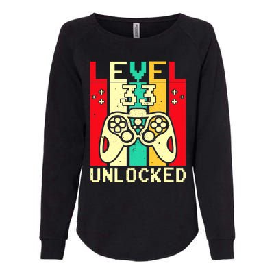 Funny 33rd Gamer  Saying Vintage Level 33 Unlocked Gaming Womens California Wash Sweatshirt