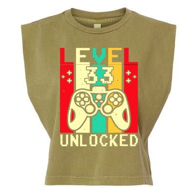 Funny 33rd Gamer  Saying Vintage Level 33 Unlocked Gaming Garment-Dyed Women's Muscle Tee