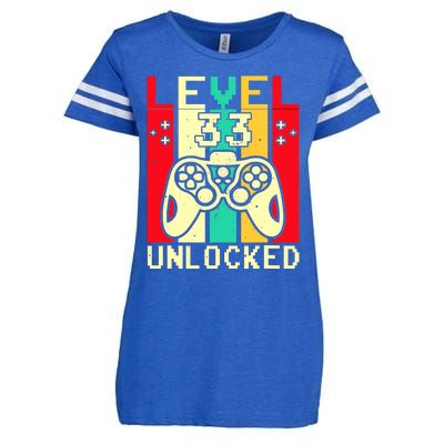 Funny 33rd Gamer  Saying Vintage Level 33 Unlocked Gaming Enza Ladies Jersey Football T-Shirt