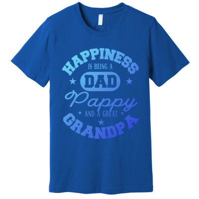 Family 365 Happiness Is Being A Dad Pappy And Great Grandpa Cool Gift Premium T-Shirt