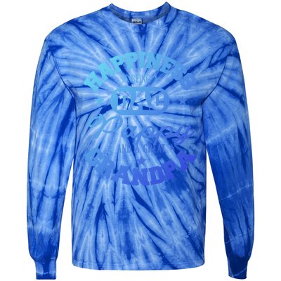 Family 365 Happiness Is Being A Dad Pappy And Great Grandpa Cool Gift Tie-Dye Long Sleeve Shirt