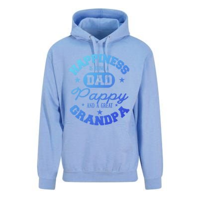 Family 365 Happiness Is Being A Dad Pappy And Great Grandpa Cool Gift Unisex Surf Hoodie