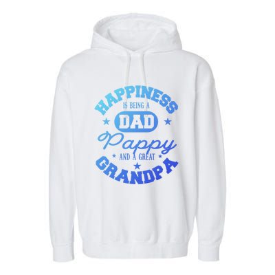 Family 365 Happiness Is Being A Dad Pappy And Great Grandpa Cool Gift Garment-Dyed Fleece Hoodie