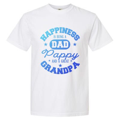 Family 365 Happiness Is Being A Dad Pappy And Great Grandpa Cool Gift Garment-Dyed Heavyweight T-Shirt