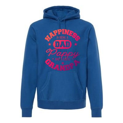 Family 365 Happiness Is Being A Dad Pappy And Great Grandpa Cool Gift Premium Hoodie