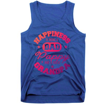 Family 365 Happiness Is Being A Dad Pappy And Great Grandpa Cool Gift Tank Top