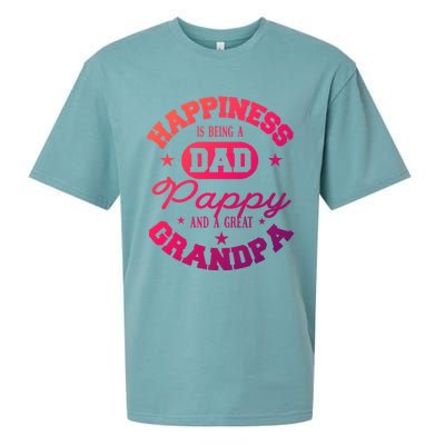 Family 365 Happiness Is Being A Dad Pappy And Great Grandpa Cool Gift Sueded Cloud Jersey T-Shirt