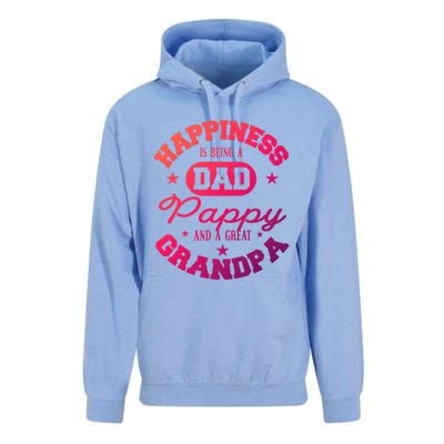 Family 365 Happiness Is Being A Dad Pappy And Great Grandpa Cool Gift Unisex Surf Hoodie