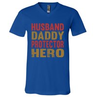 Family 365 Husband Daddy Protector Hero Cool Gift V-Neck T-Shirt