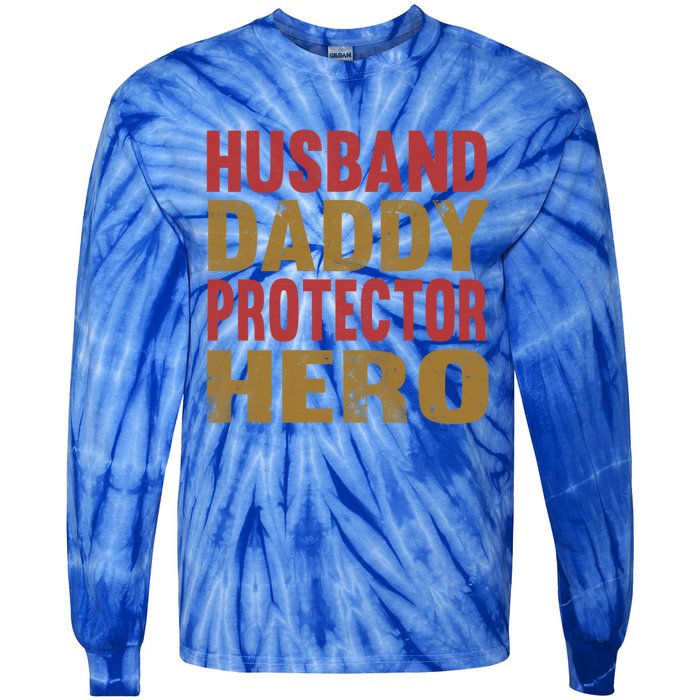 Family 365 Husband Daddy Protector Hero Cool Gift Tie-Dye Long Sleeve Shirt