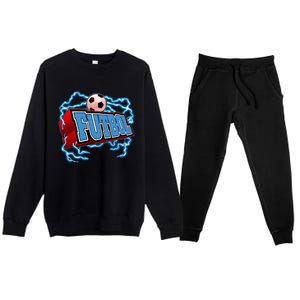 Futbol 3D Logo Premium Crewneck Sweatsuit Set