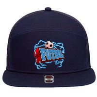 Futbol 3D Logo 7 Panel Mesh Trucker Snapback Hat