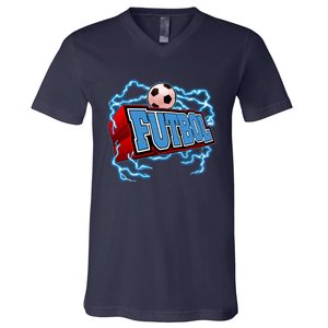 Futbol 3D Logo V-Neck T-Shirt