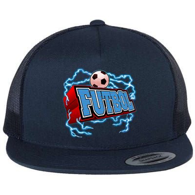 Futbol 3D Logo Flat Bill Trucker Hat