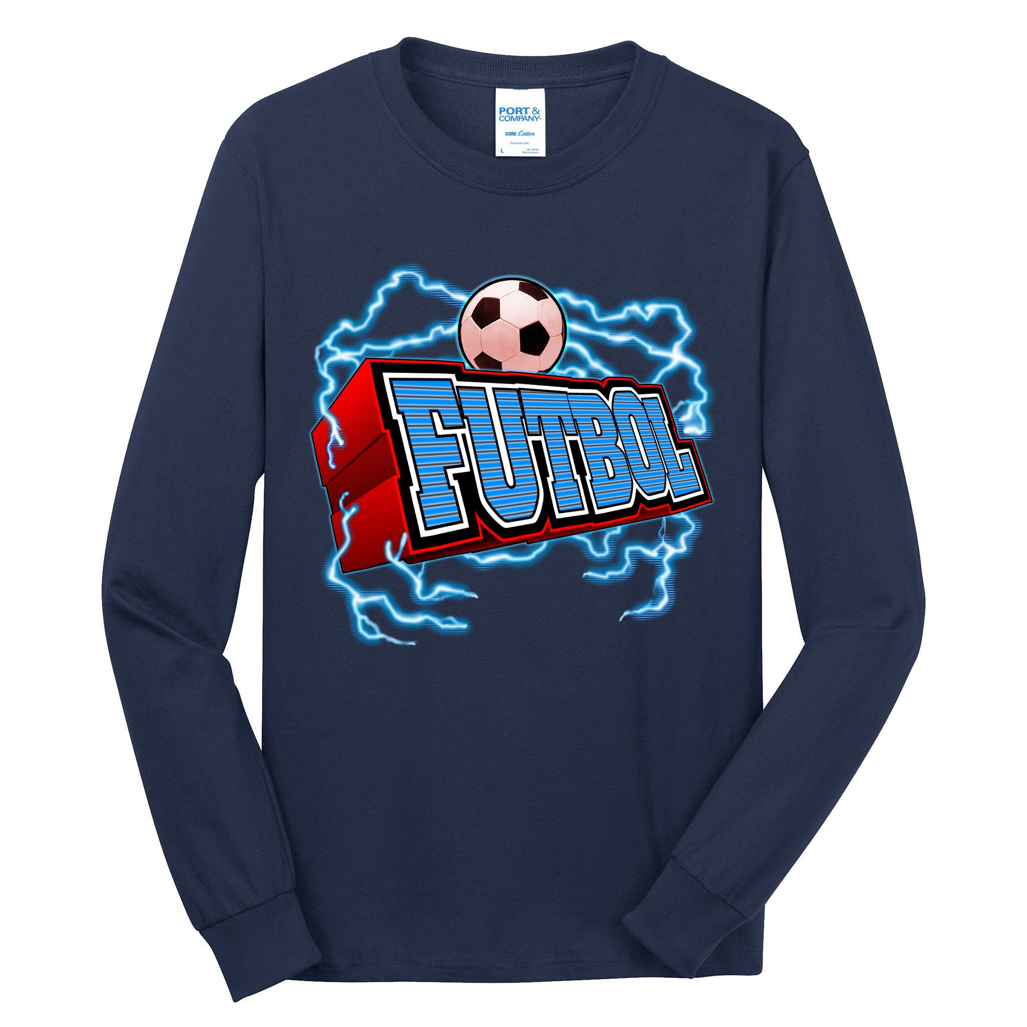 Futbol 3D Logo Tall Long Sleeve T-Shirt
