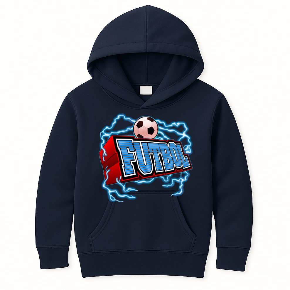Futbol 3D Logo Kids Hoodie