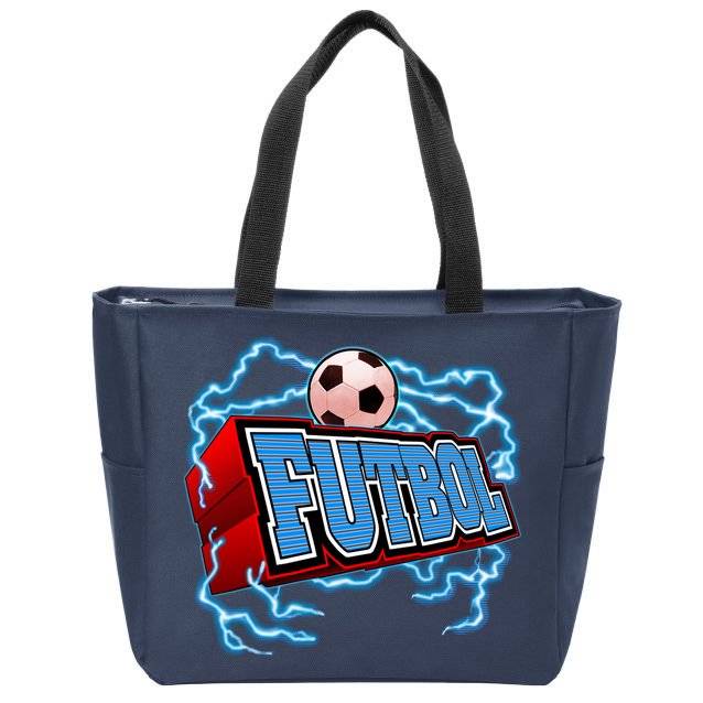Futbol 3D Logo Zip Tote Bag