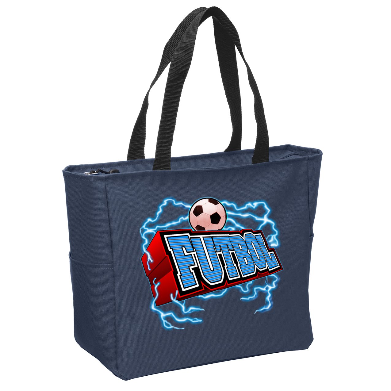 Futbol 3D Logo Zip Tote Bag