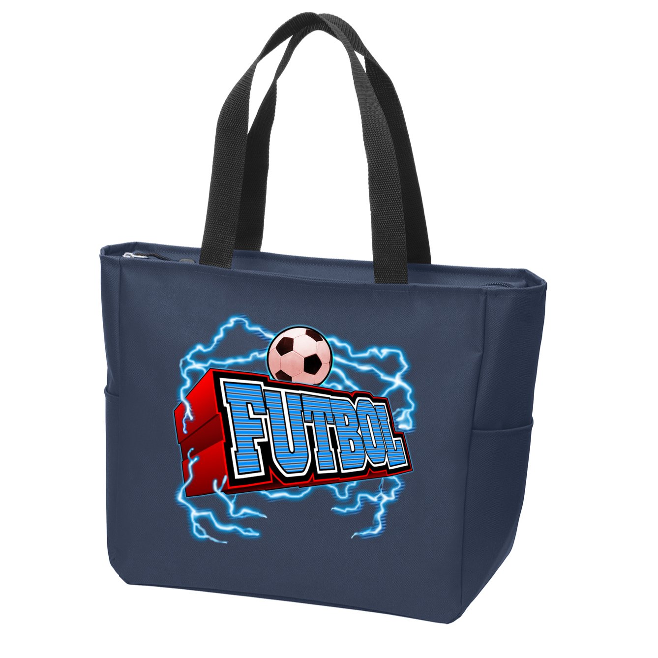 Futbol 3D Logo Zip Tote Bag