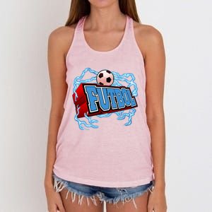 Futbol 3D Logo Women's Knotted Racerback Tank