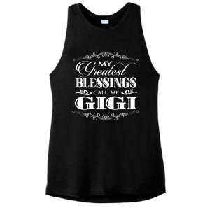 Family 365 My Greatest Blessing Calls Me Gigi Grandma Gift Ladies PosiCharge Tri-Blend Wicking Tank