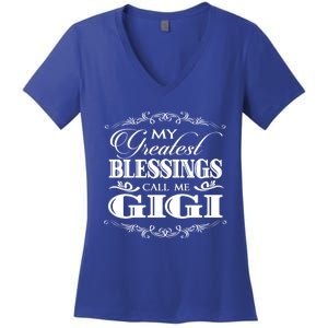 Family 365 My Greatest Blessing Calls Me Gigi Grandma Gift Women's V-Neck T-Shirt