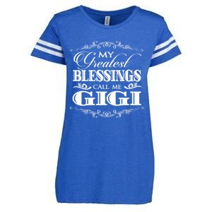 Family 365 My Greatest Blessing Calls Me Gigi Grandma Gift Enza Ladies Jersey Football T-Shirt